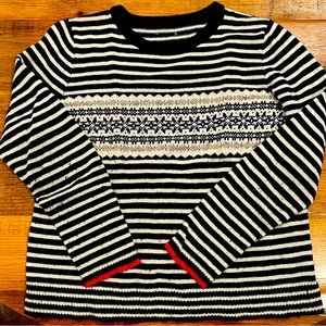 J. Crew Navy and White Fair Isle Crewneck Sweater, Size M